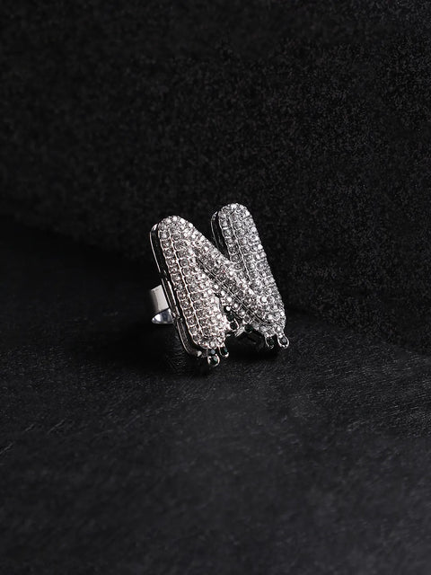 Bling N Alphabet Ring - Silver