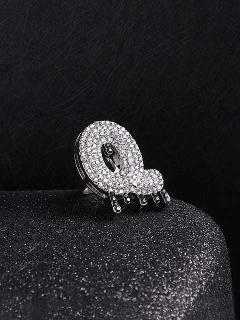 Bling Q Alphabet Ring - Silver