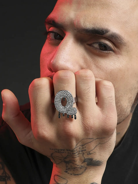 Bling Q Alphabet Ring - Silver