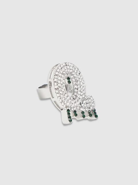 Bling Q Alphabet Ring - Silver