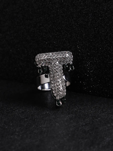 Bling T Alphabet Ring - Silver