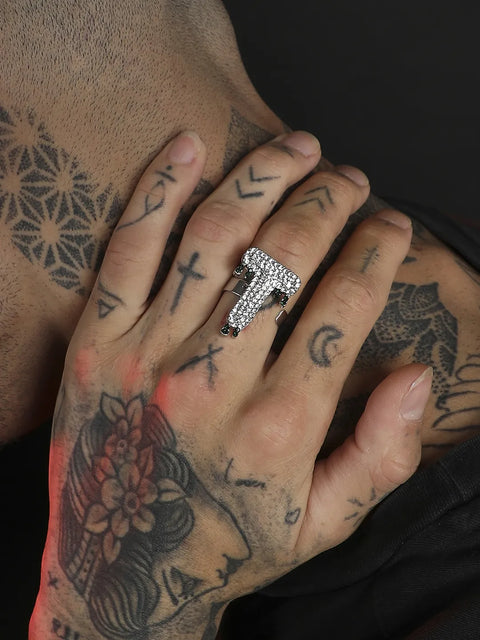Bling T Alphabet Ring - Silver