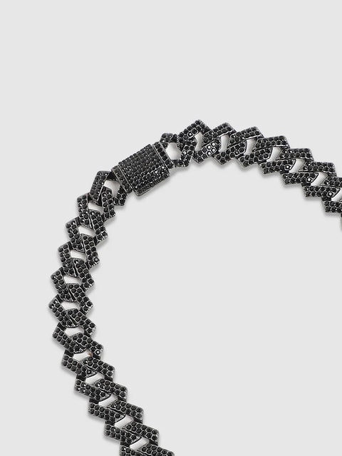 Mens-Embellished-Chain-Necklace-Charcoal-Black