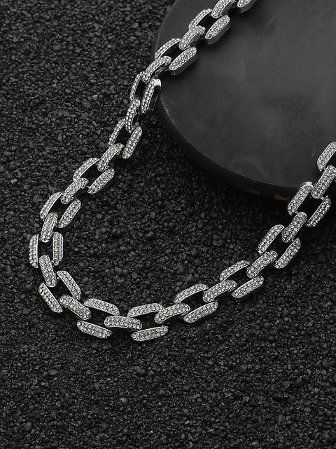 Embellished Overlay Chain - Silver