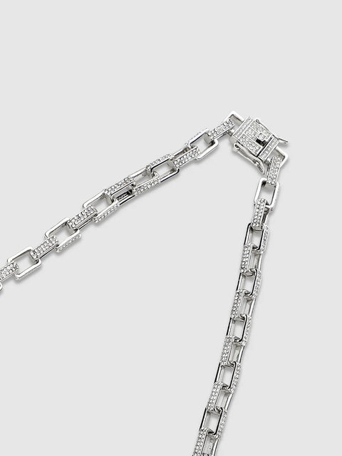 Mens-Geometric-Chain-Necklace-Silver
