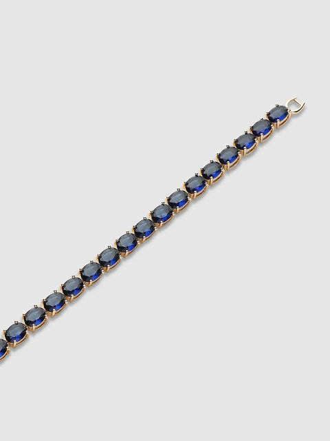 Oval Stone Tennis Bracelet - Sapphire Blue