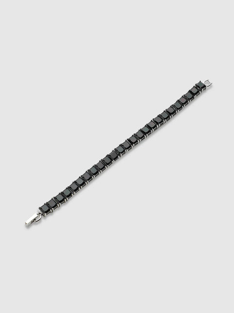 Square Stone Tennis Bracelet - Charcoal Black