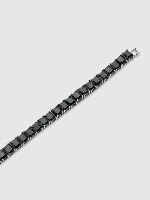 Square Stone Tennis Bracelet - Charcoal Black