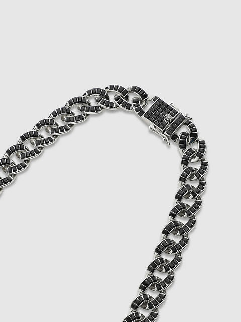 Mens-Twisted-Chain-Necklace-Charcoal-Black